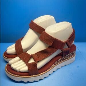 Bobs Skechers Red Memory Foam Sandals Women's Size 6 Strappy